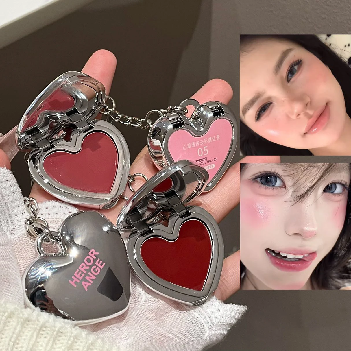 Wet Gloss Blusher Cream Naturally Rose Red Cheek & Lip Tint Hydrating Highlighter Non-Greasy Love Shape Blush Rouge Paste Makeup