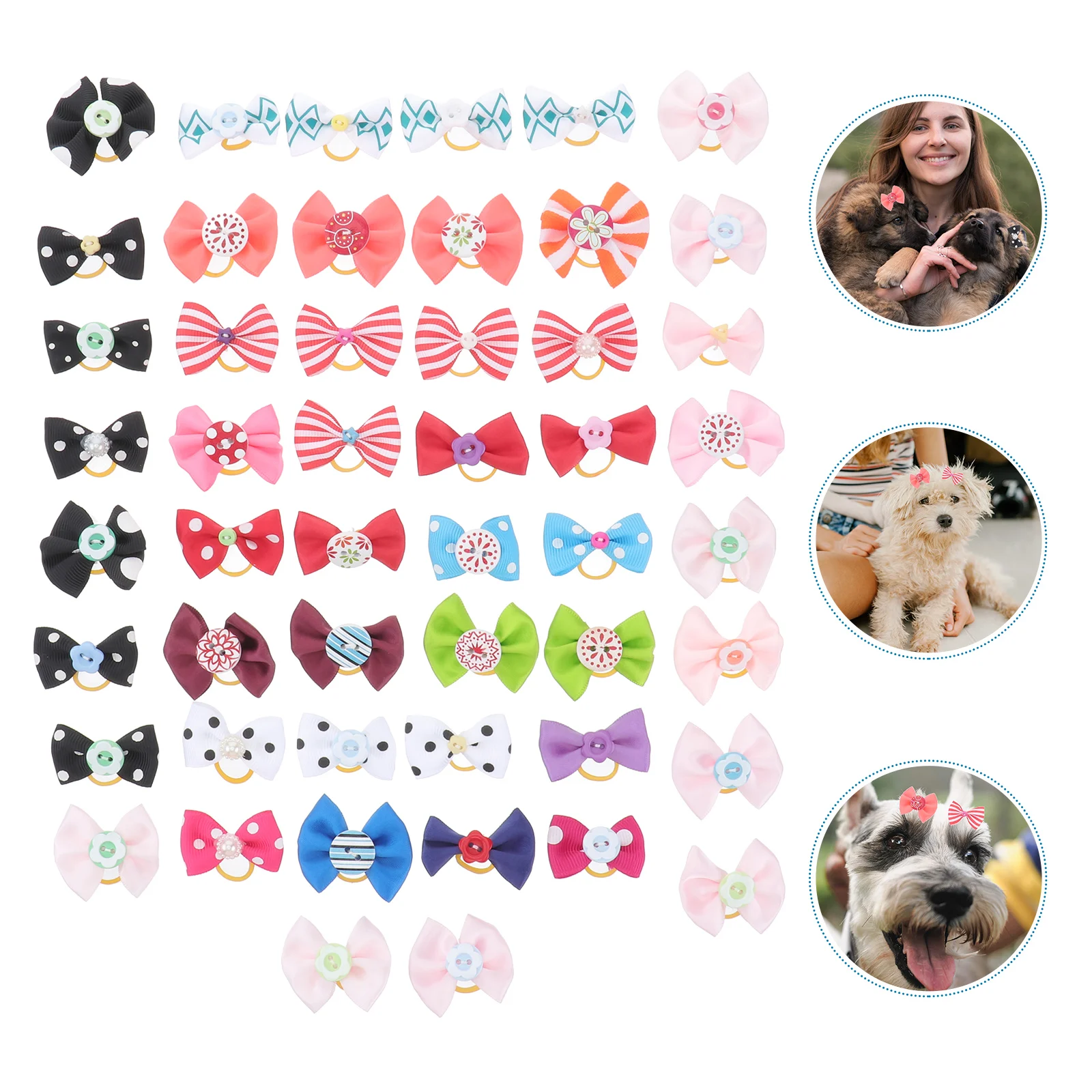 

50pcs Hair Bows With Bows H made Ribbon s Dog Cat Accessories Reusable Elastic Dog Supplies