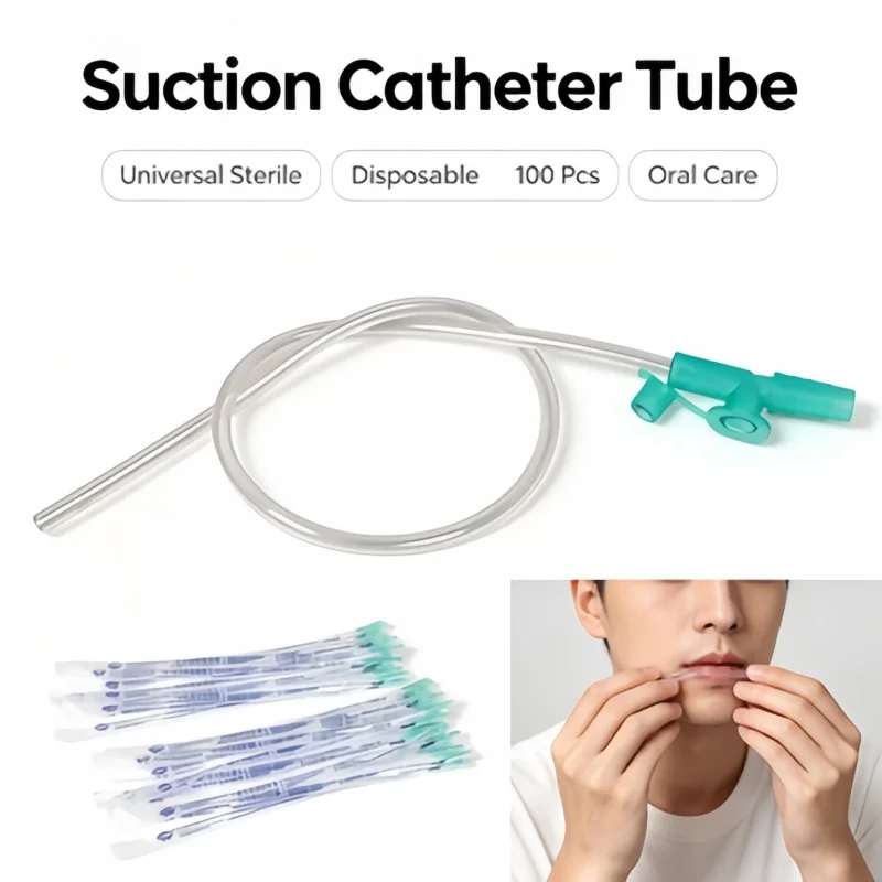 100Pcs Disposable Sterile Suction Catheter, Oral Sputum Aspirator Tube for Adult Kid Personal Home Care