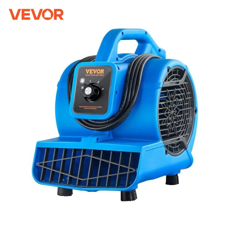 VEVOR Floor Blower 1360 RPM 600 CFM Air Mover for Drying and Cooling Portable Dryer Fan for Janitorial Home Plumbing Commercial