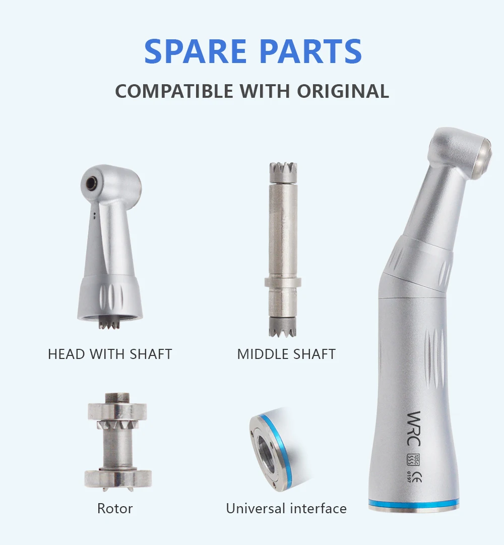 WRC Dental Inner Channel Low Speed Handpiece Set 1:1 Direct Drive Fiber Optic Contra Angle Straight Handpiece Air Motor 40000rpm