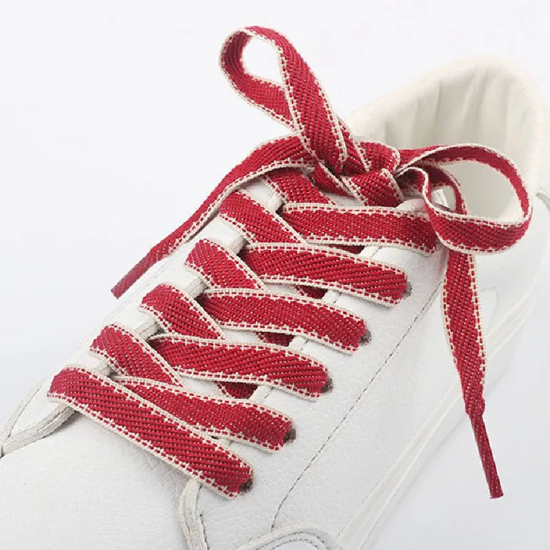 1 Pair Polyester Flat White Shoes Laces Women Men Colorful Leather Sports Casual Canvas Shoelaces Strings Dropship