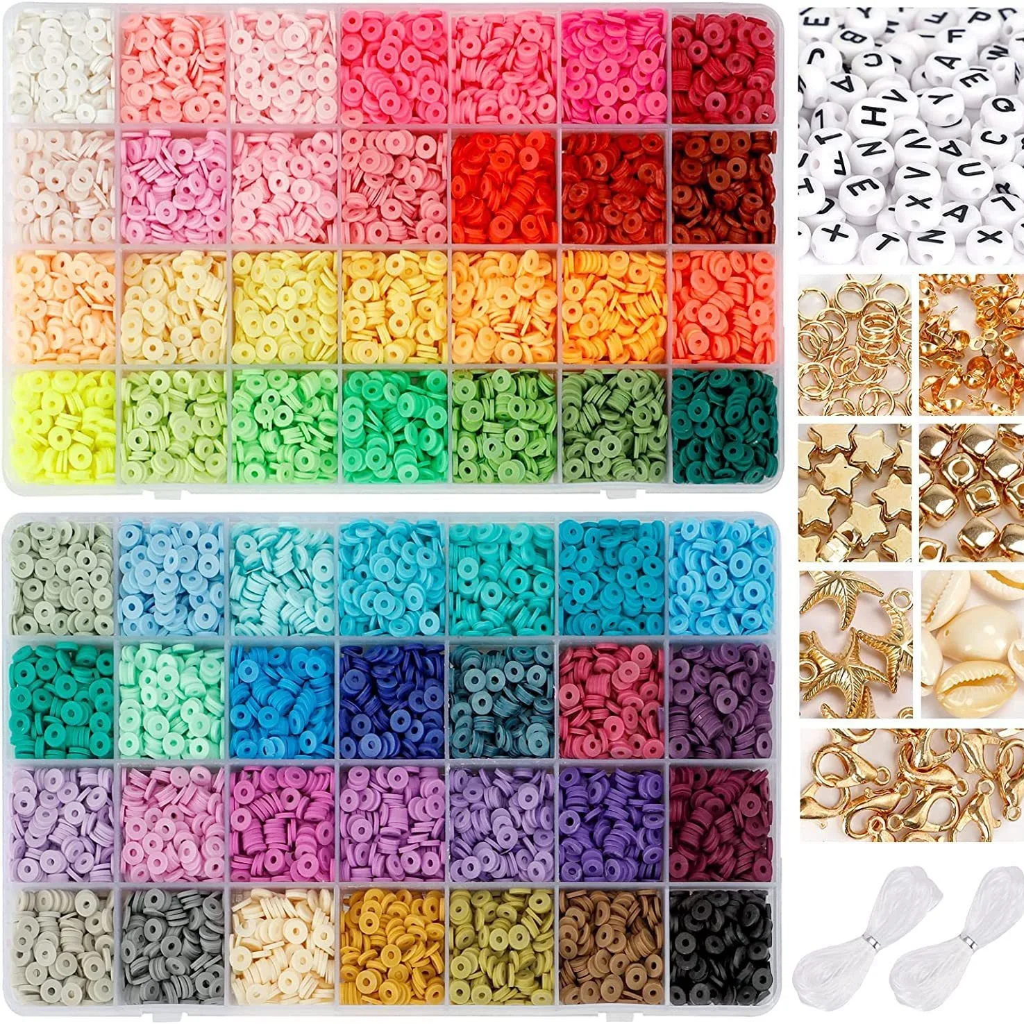 48 color, 6 mm soft pottery, letter bead box DIY beads bracelet kit clay beads kit