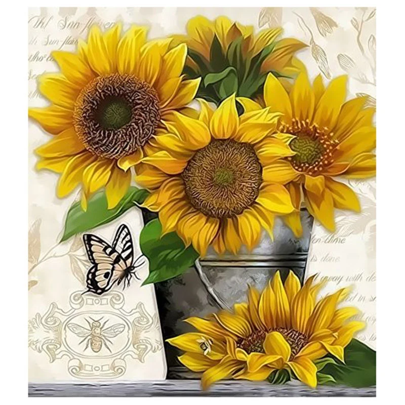 

Paint With Diamond Embroidery Sunflowers Diamond Painting Full Round Picture Of Rhinestone Home Decor