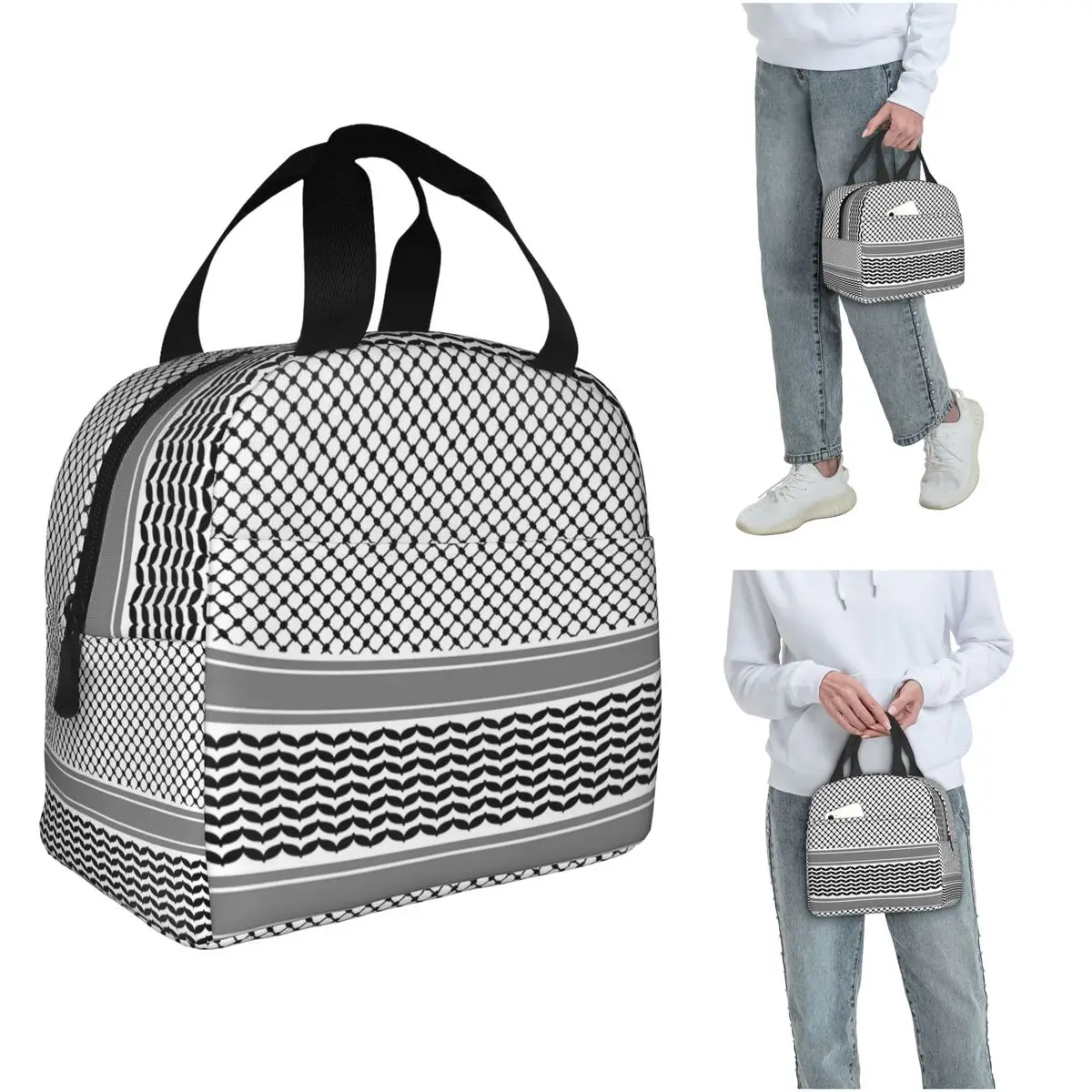 

Palestinian Keffiyeh Insulated Lunch Bag for Women Kids Portable Food Boxes Thermal Lunch Box Tote