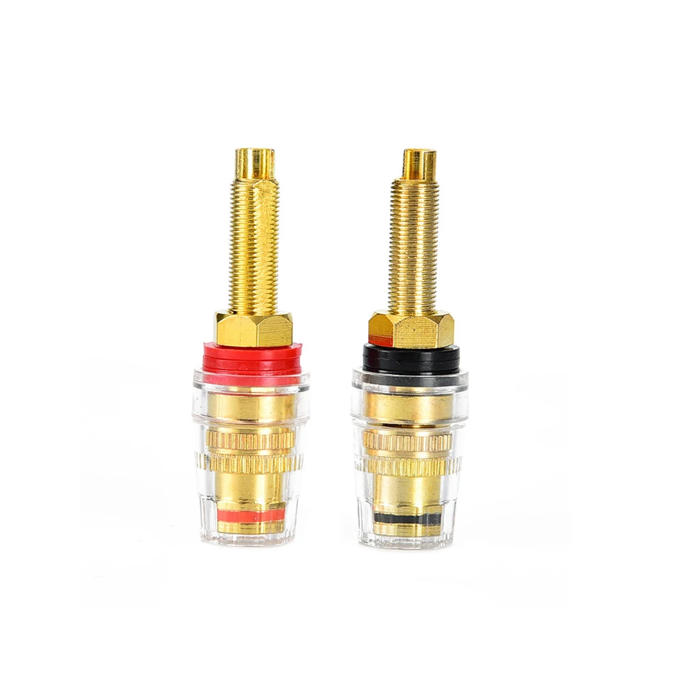 

2PCS Brass Lengthen Post Terminal Blocks High Current Terminals Banana Plug Connector for Speaker Amplifier Red Black