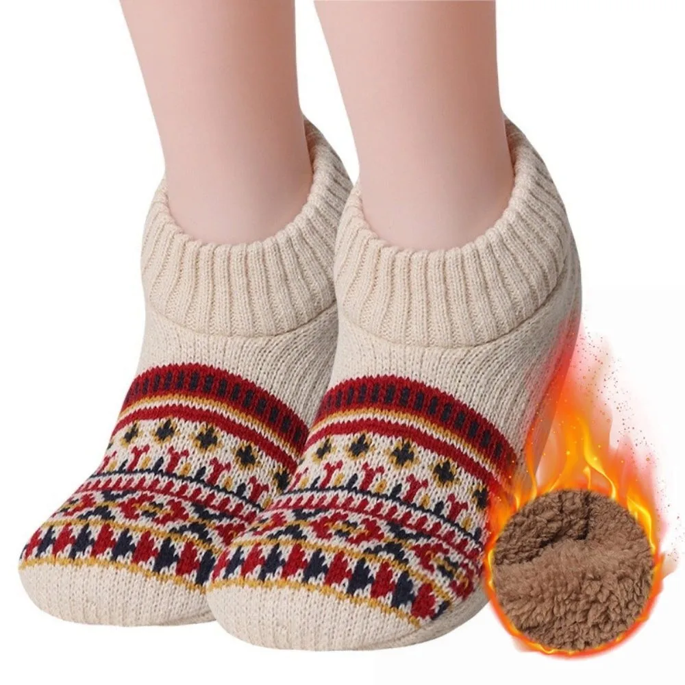Nowe Grube Ciepłe Skarpety Antypoślizgowe Krótkie Zimowe Skarpety Puszyste Skarpety-Kapcie Damskie Męskie