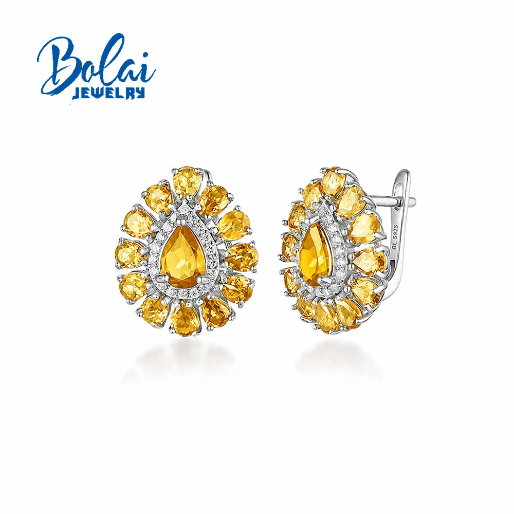 Beautiful 925 Sterling Silver Earrings With Natural Citrine February Birthstone Women'S Fine Jewelry For Anniversary Wear