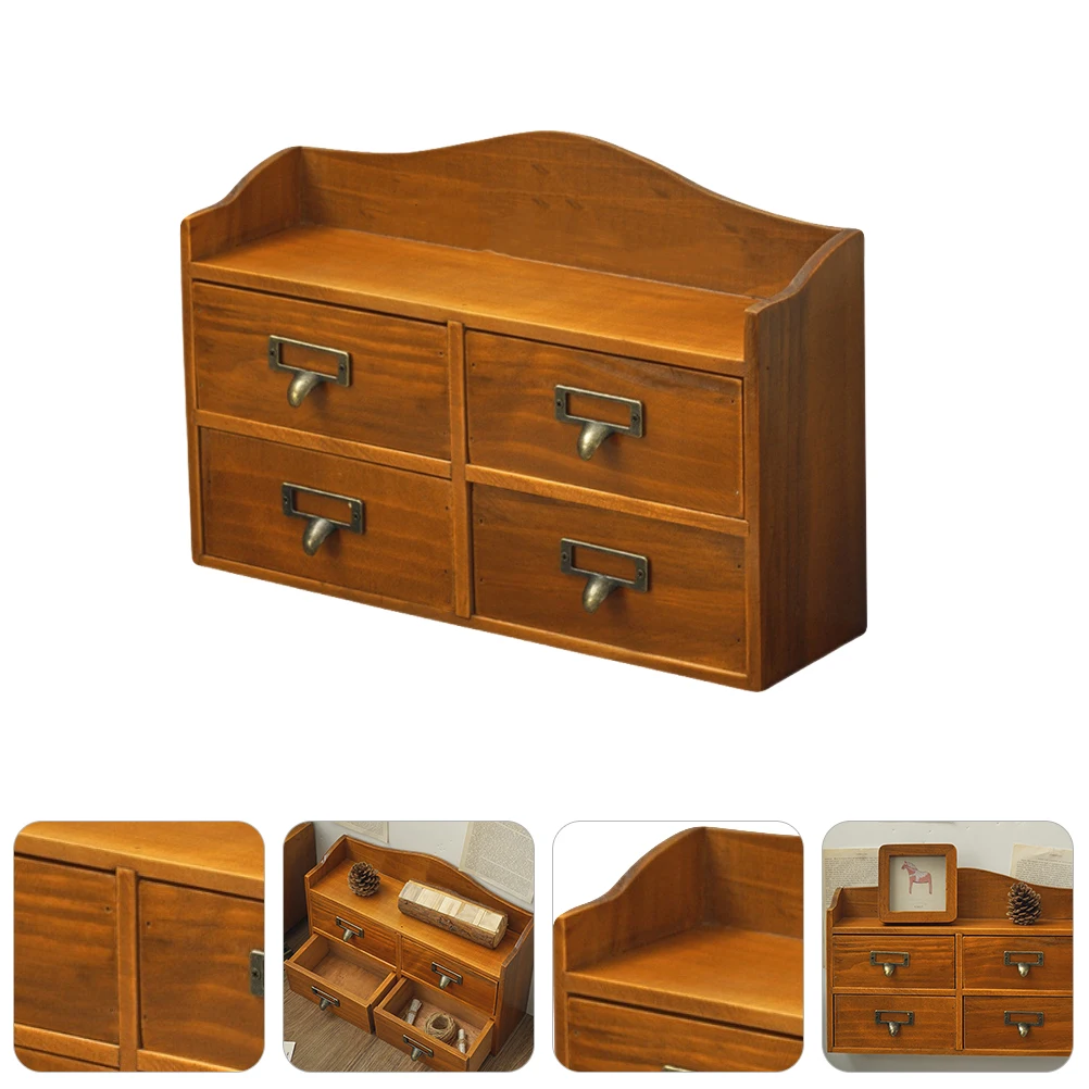 1 قطعة صندوق تخزين خشبي درج نوع الرجعية مجوهرات المنظم العناية بالبشرة ماكياج سطح المكتب أشتات المنظم دائم دولاب الزينة