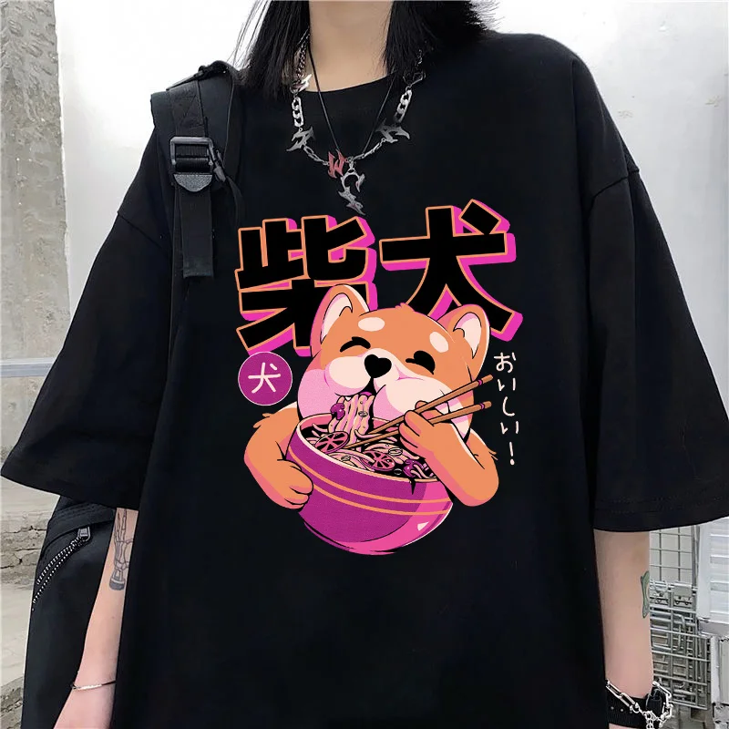 Camiseta con estampado de Shiba Inu para mujer, ropa Kawaii, camisetas informales de verano, camiseta de manga corta, camisetas de Anime japonesas de los 90