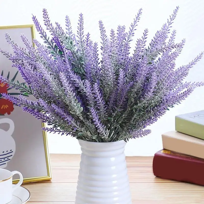 Artificial Lavender Flowers Fake Plants  Stems Home Decor 8pcs Wedding Bride Bouquet for All Year Round Home Decor housewarming