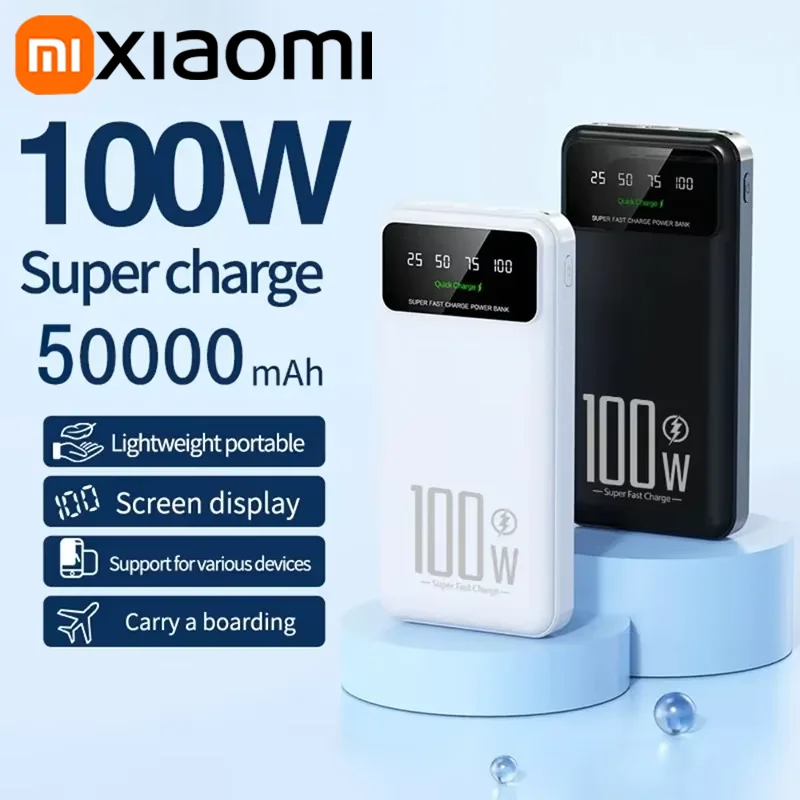 Xiaomi PowerBank 50000mAh High Capacity 100W Fast Charging Portable Charger emergercy Battery supply Powerbank for iPhone Huawei