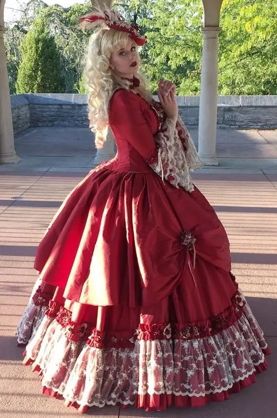 Victorian Wedding Dress Rococo Gothic Red Ball Gown Vimpire dress Civil War Southern Belle Red Ball Gown Princess Prom Dress