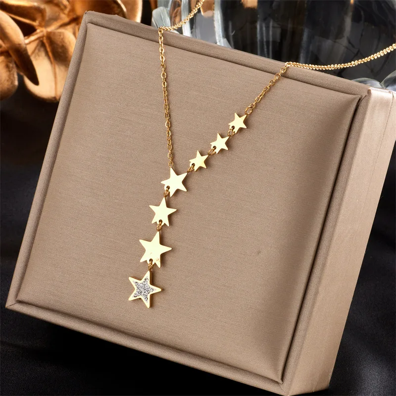 Light Luxury Pentagram And Winter New Versatile High-end Necklace Can Be Used As A Sweater Pendant