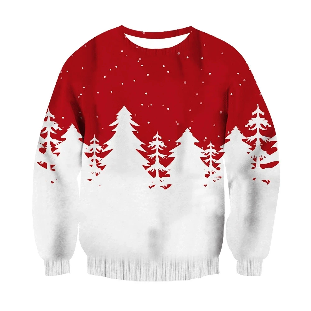 Women's Christmas Party Sweatshirt Long Sleeve round Neck Casual Hoodie 3D Christmas Element Print Sportswear Casual Comfortable
