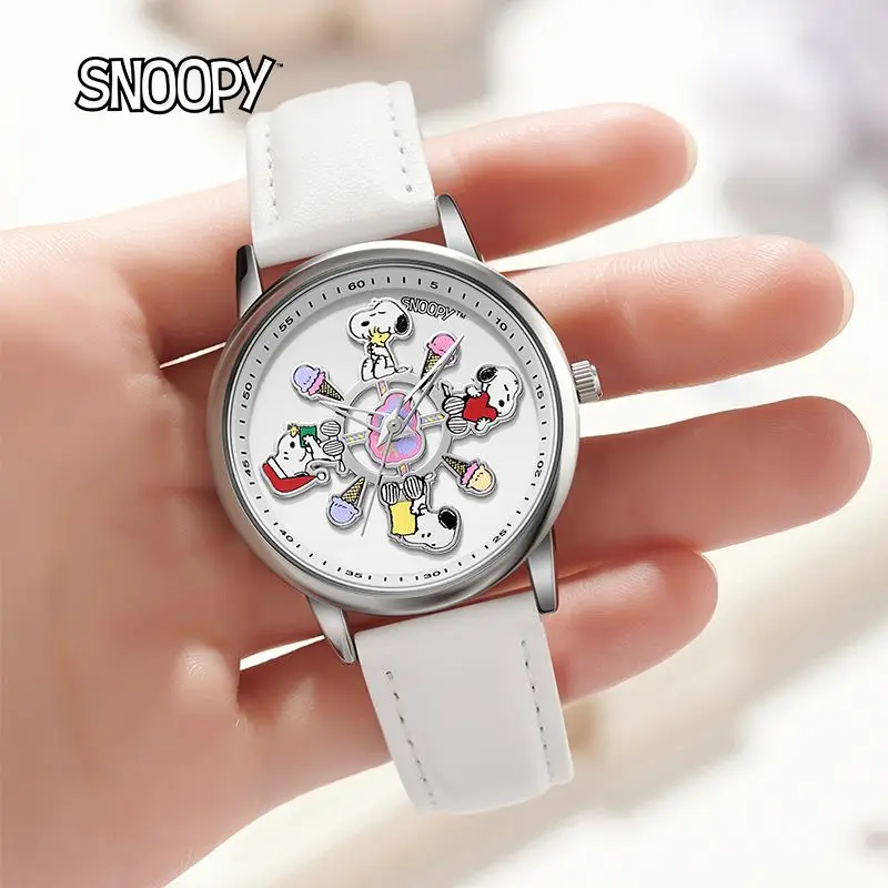 New Snoopy Animation Peripheral Cartoon Cute Waterproof Children\'s Watch Creative Kawaii Carousel Watch Holiday Gift Wholesale