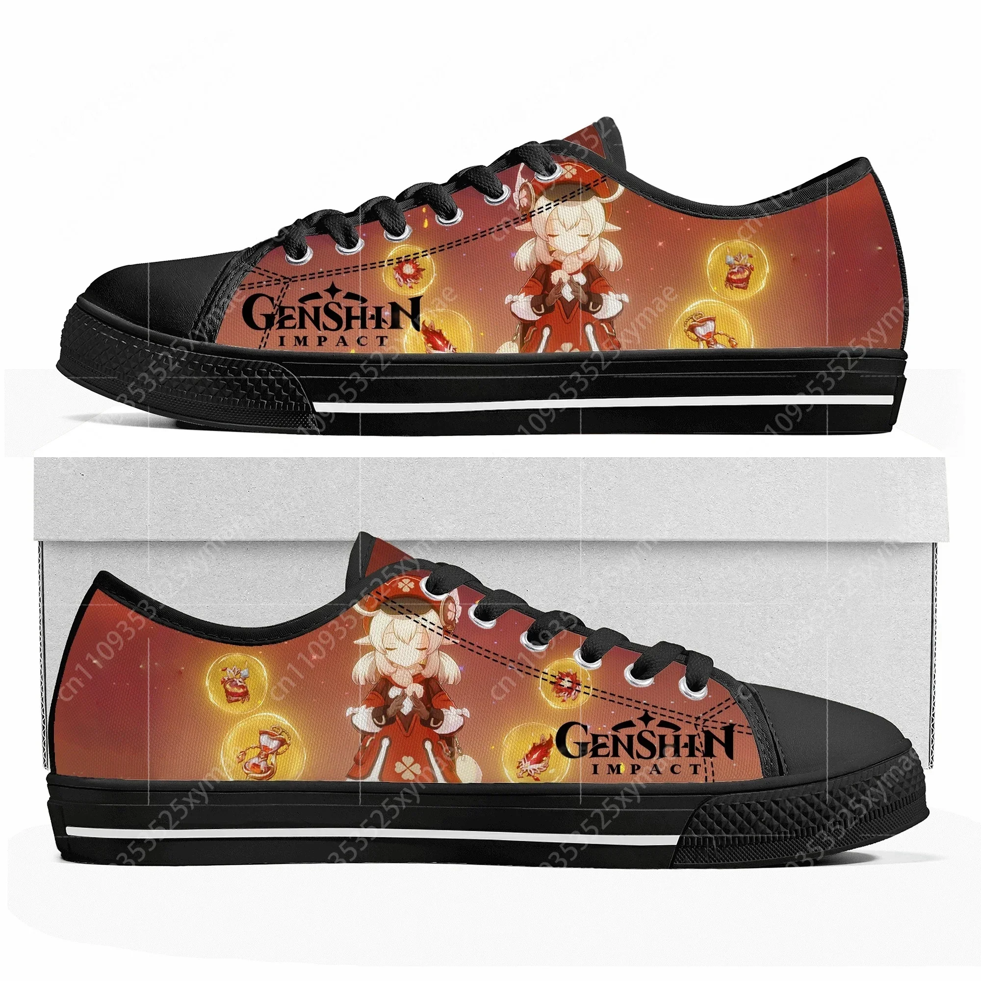 Anime Cartoon Game Genshin Impact Low Top Sneakers Womens Mens Teenager Shoes Casual Tailor Made Canvas Sneaker
