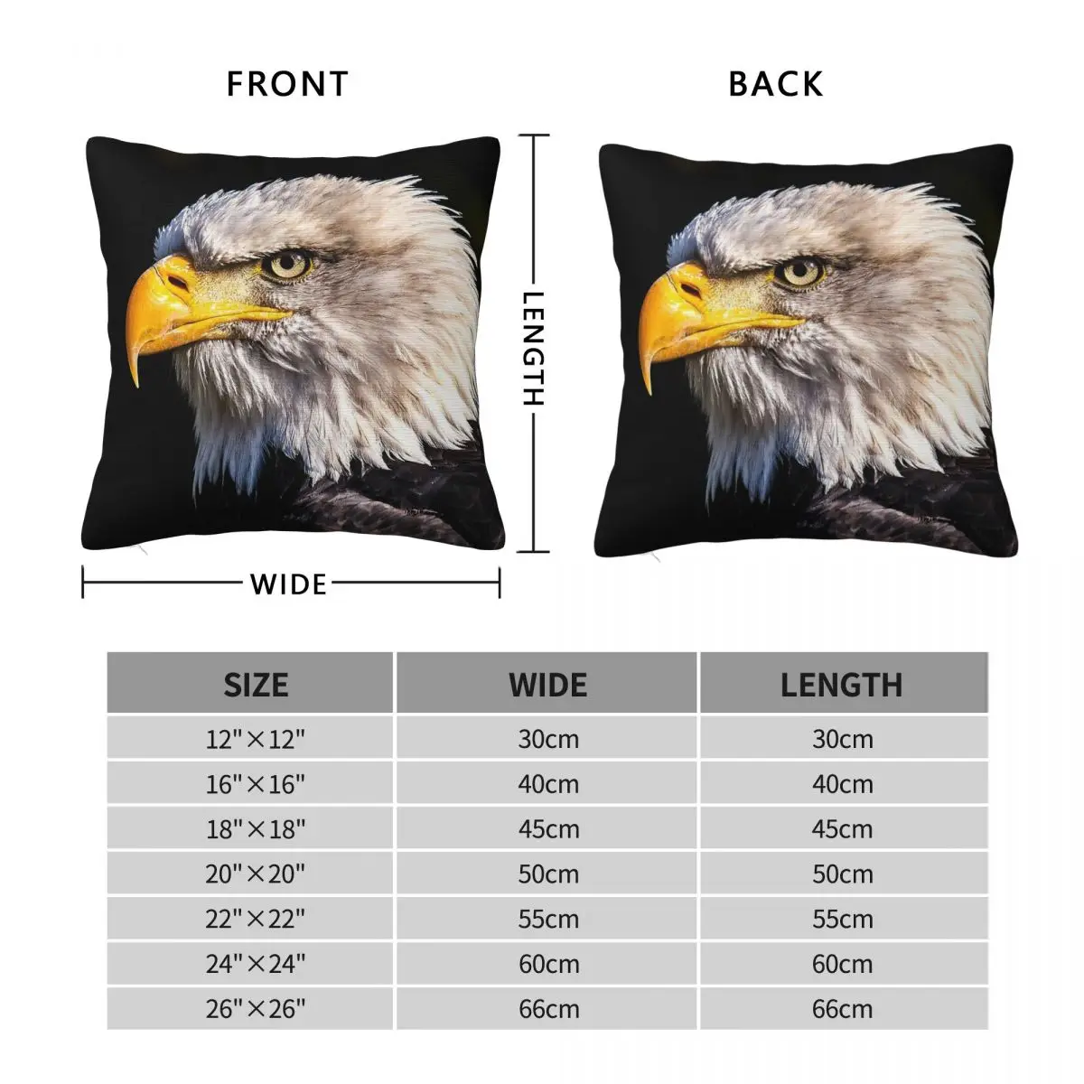 American Bald Headed Eagle Square Pillowcase Polyester Linen Velvet Printed Zip Decorative Pillow Case Room Cushion Case