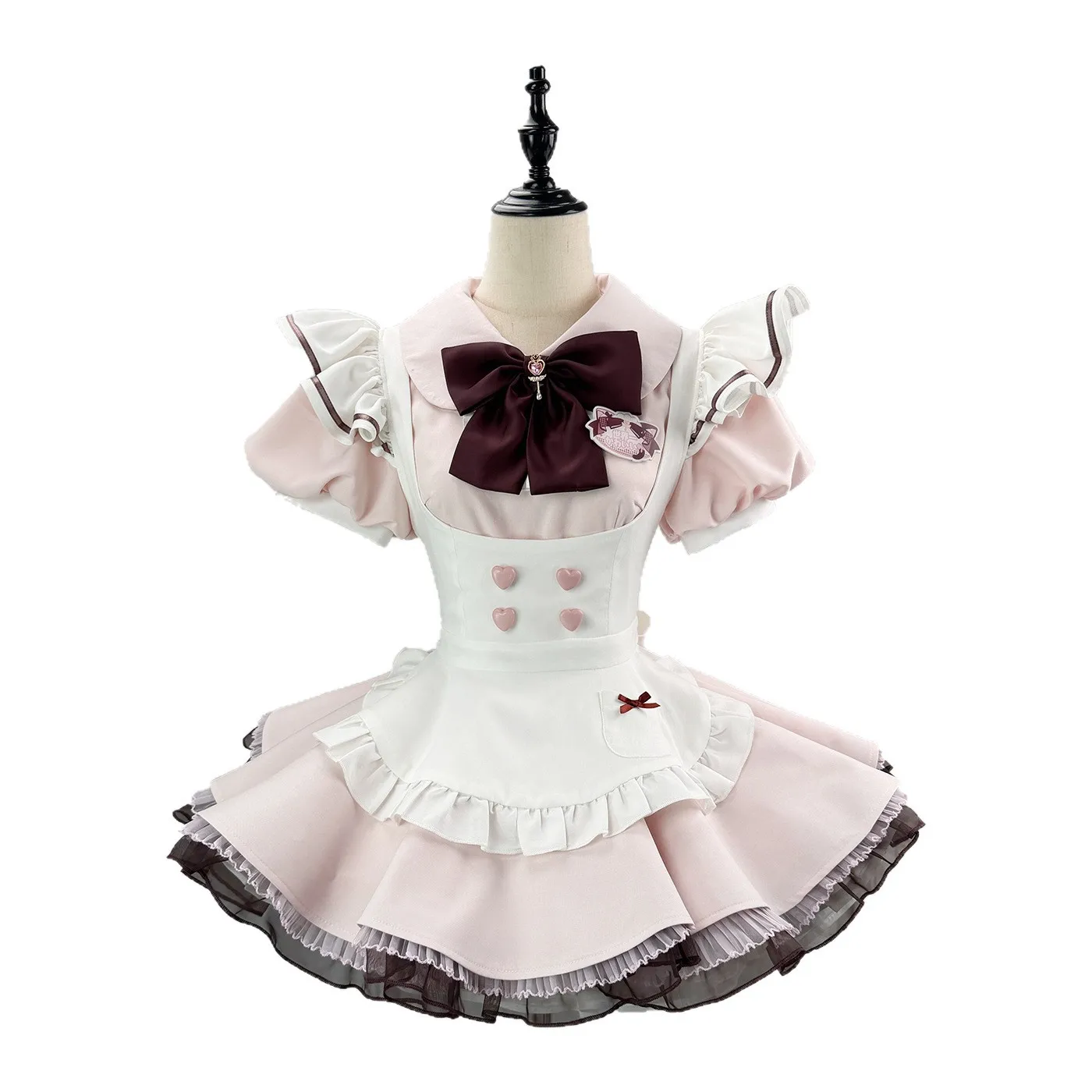 Sweet Lolita Maid Dress Mint Green Ruffle Mini Dress with Apron Bow Cosplay Costume Anime Outfit for Women Halloween Party view 5
