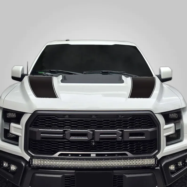 

Applique | craft cap racing stripes graphics suite vinyl decals package F - 150 2017-2020 raptor shiny black