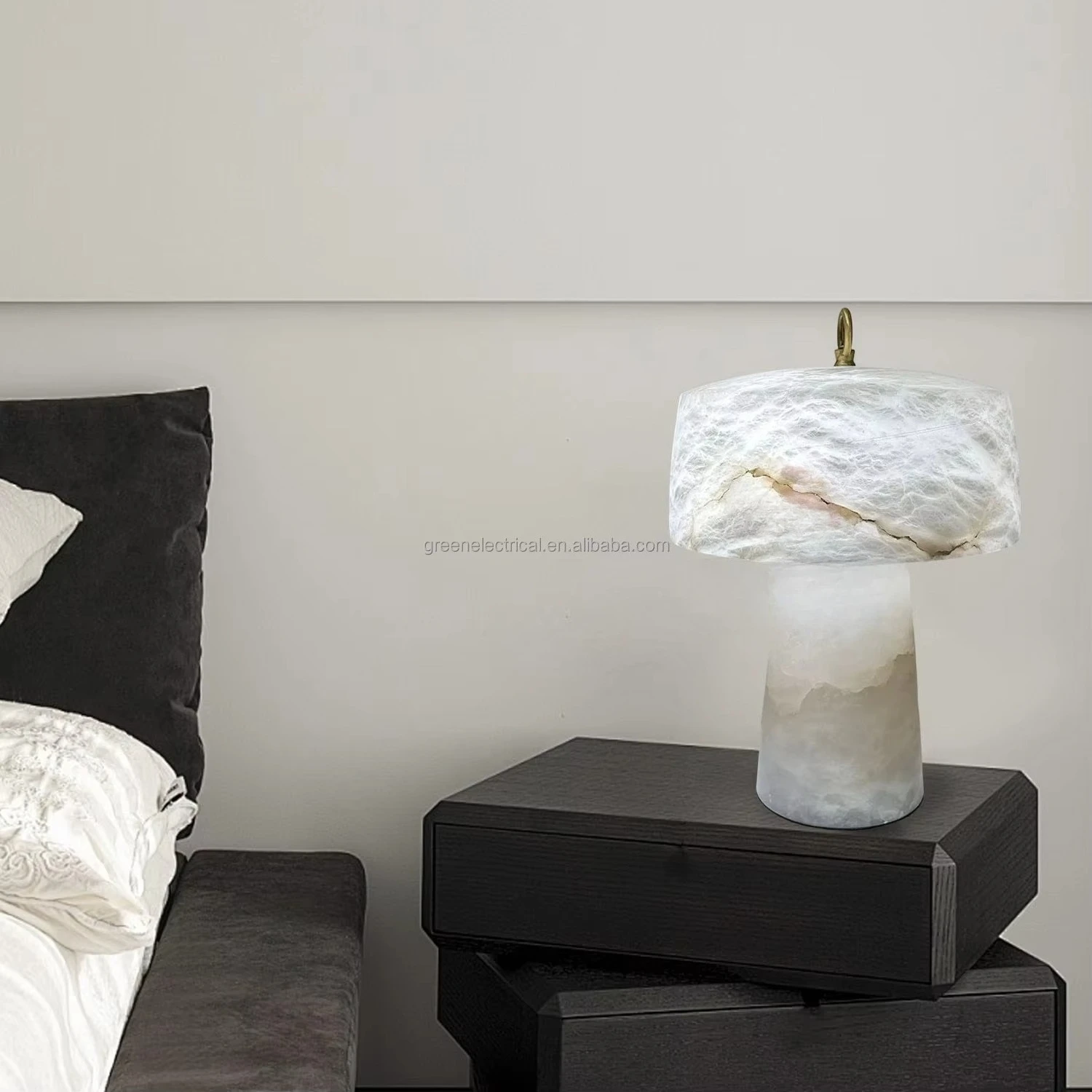 Modern Spanish Marble Table Lamp High-End Designer Style Custom Dome Study Living Room DC Battery Power Supply
