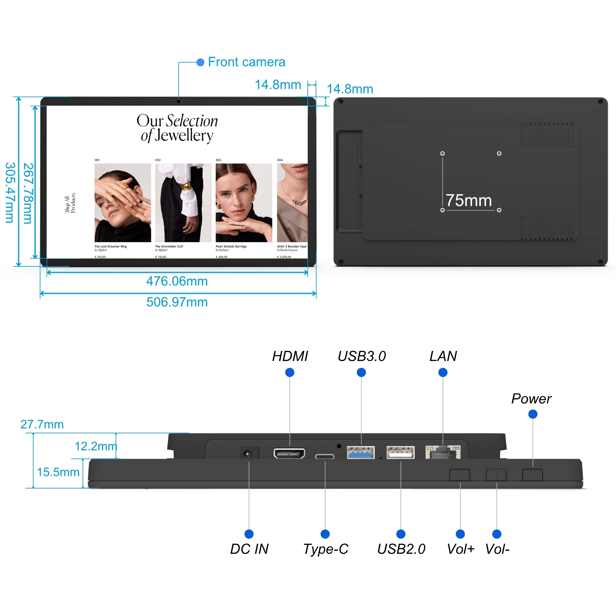 Spring Promotion：21.5 Inch Wall Mounted Ultra-Slim Android 14 Industrial LCD Touch Screen Commercial Display for Shopping Malls