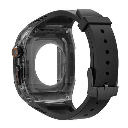 Imagen 2 del producto Adecuado para Apple Watch serie 9 8 7 6 5 4 40or41mm 44or45mm 49mm correa modificada de lujo funda transparente + correa de TPU integrada
