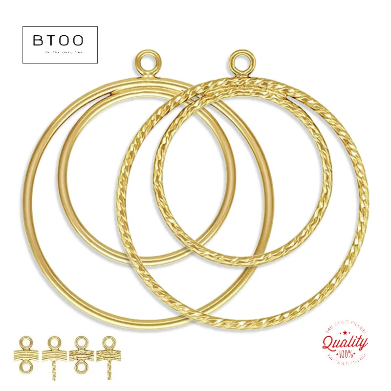 

14K Gold Filled In&Out Circle Drop Charm, Gold Filled Round Drop, Sparkle Ring Charm, Drop Charm with Ring