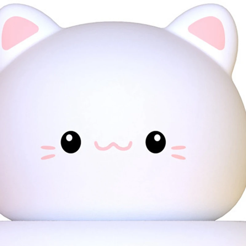 Lampu malam bayi baru anak-anak isi ulang daya USB, kontrol ketuk, desain kucing, hadiah lucu untuk bayi, anak perempuan, dekorasi kamar anak kartun anak laki-laki