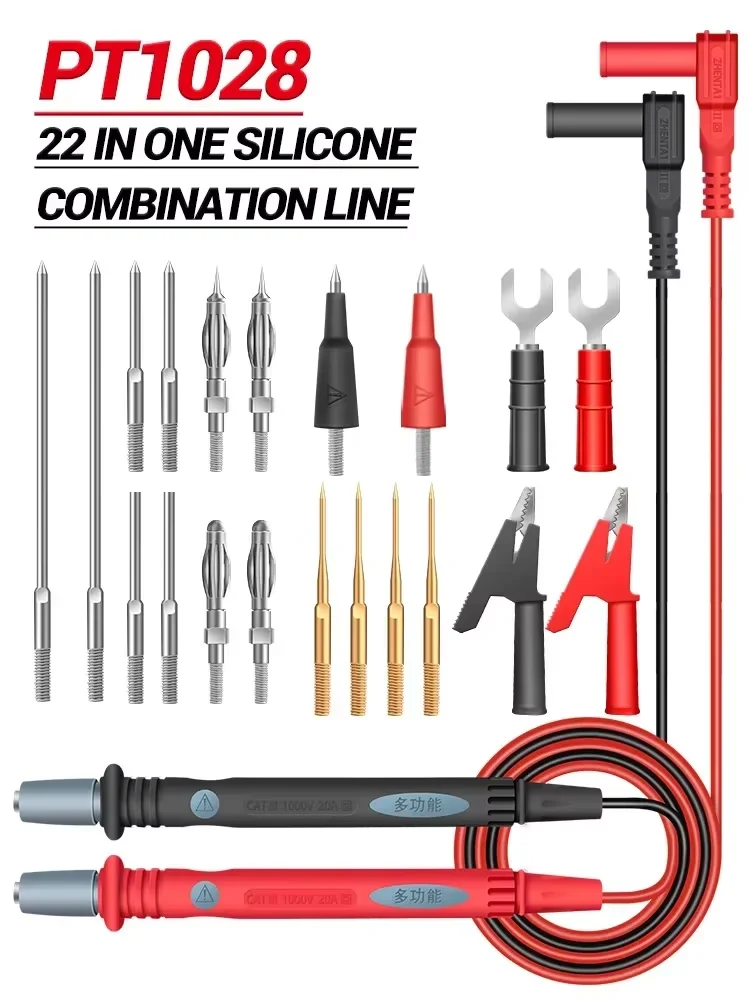 ANENG PT1028 1000V 22In 1 Combination Alligator clip  Multimeter Silicone Universal  Multi-function leads Test Cable Meter Test