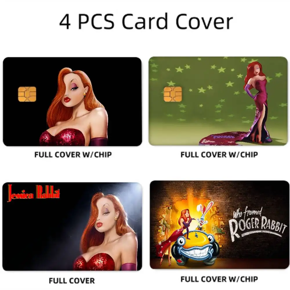 جيسيكا أرنب مثير أنيمي أنيمي ملصق فيلم غطاء الجلد لبطاقة الائتمان بطاقة الخصم البنك 1 مجموعة من 4 قطع