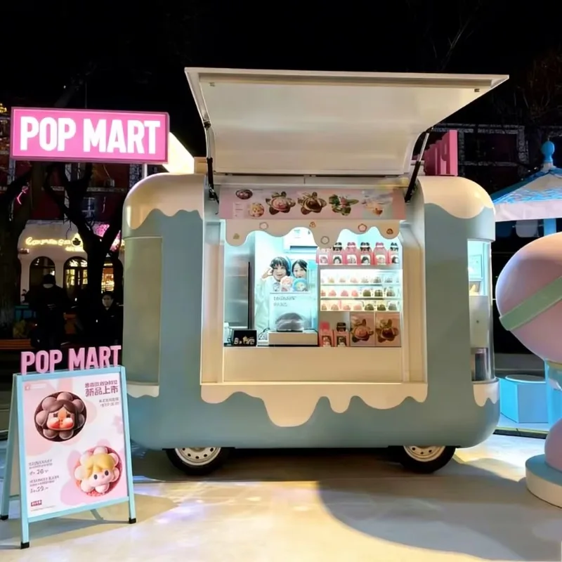New Product Fast Food Truck Container Food Kiosk Outdoor Street Barbecue with Full Kitchen Equipments Customizable Size & Color