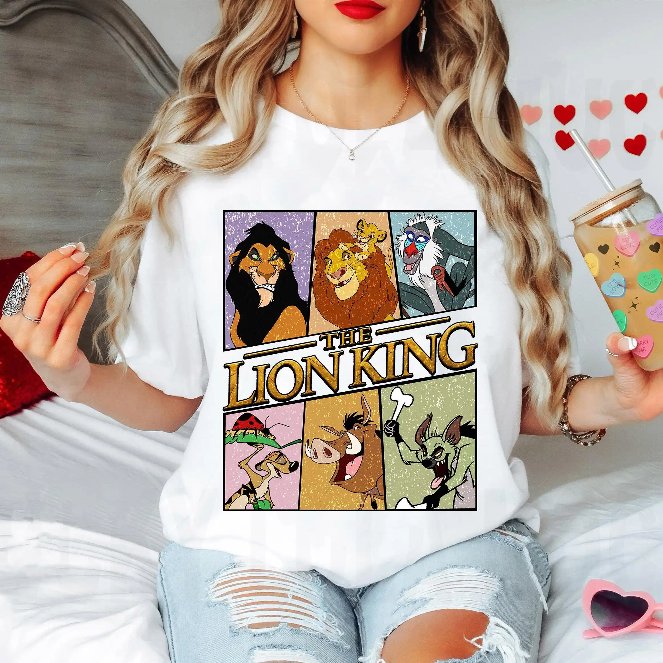 

Disney The Lion King T-Shirt for Women Short Sleeved Cotton Tees Disney Simba Timon Pumbaa Rafiki Shirt Summer Women's T-Shirt