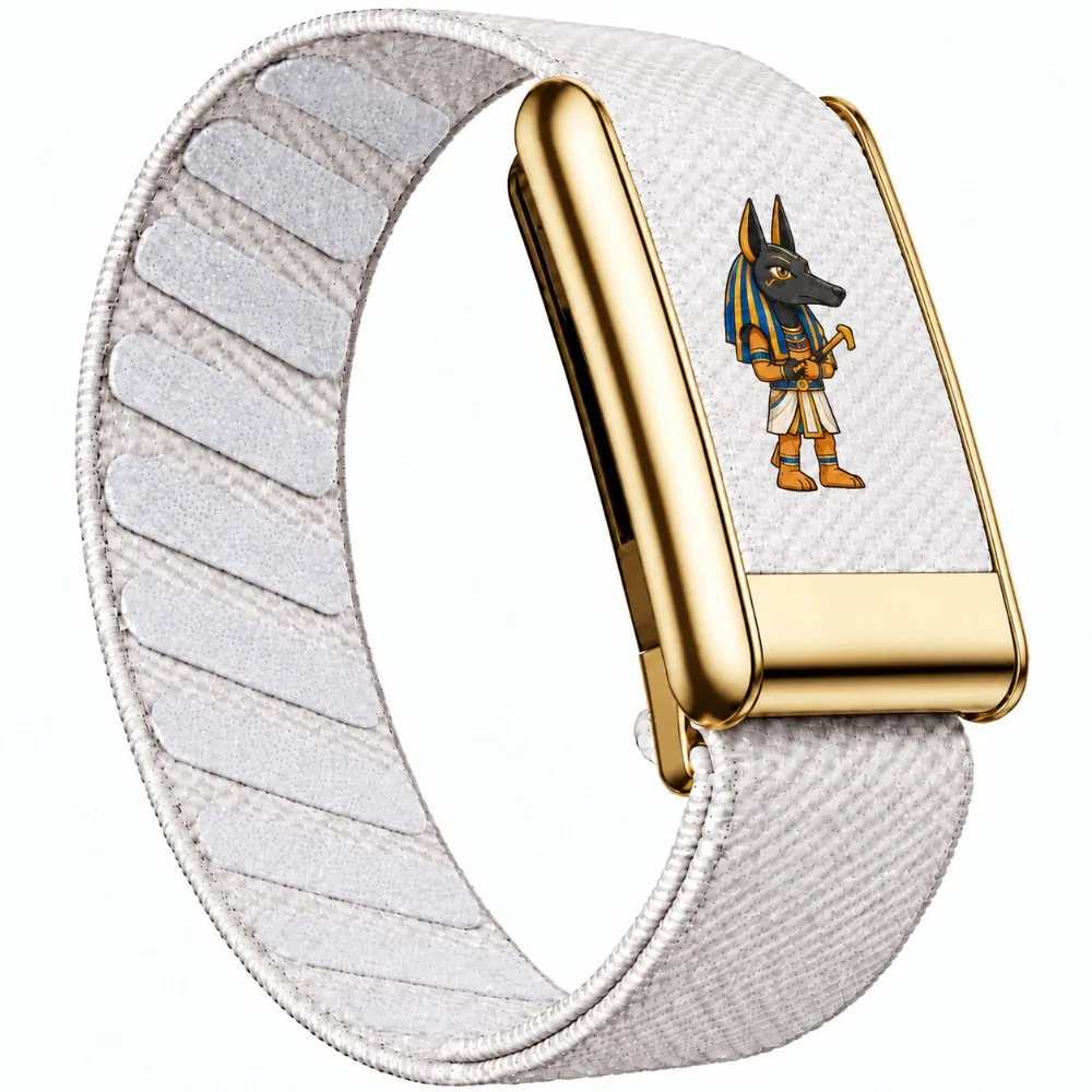 For WHOOP 5.0 MG Anubis Jackal Head Pattern Nylon Woven Sport Strap Egyptian Mythology Wristband