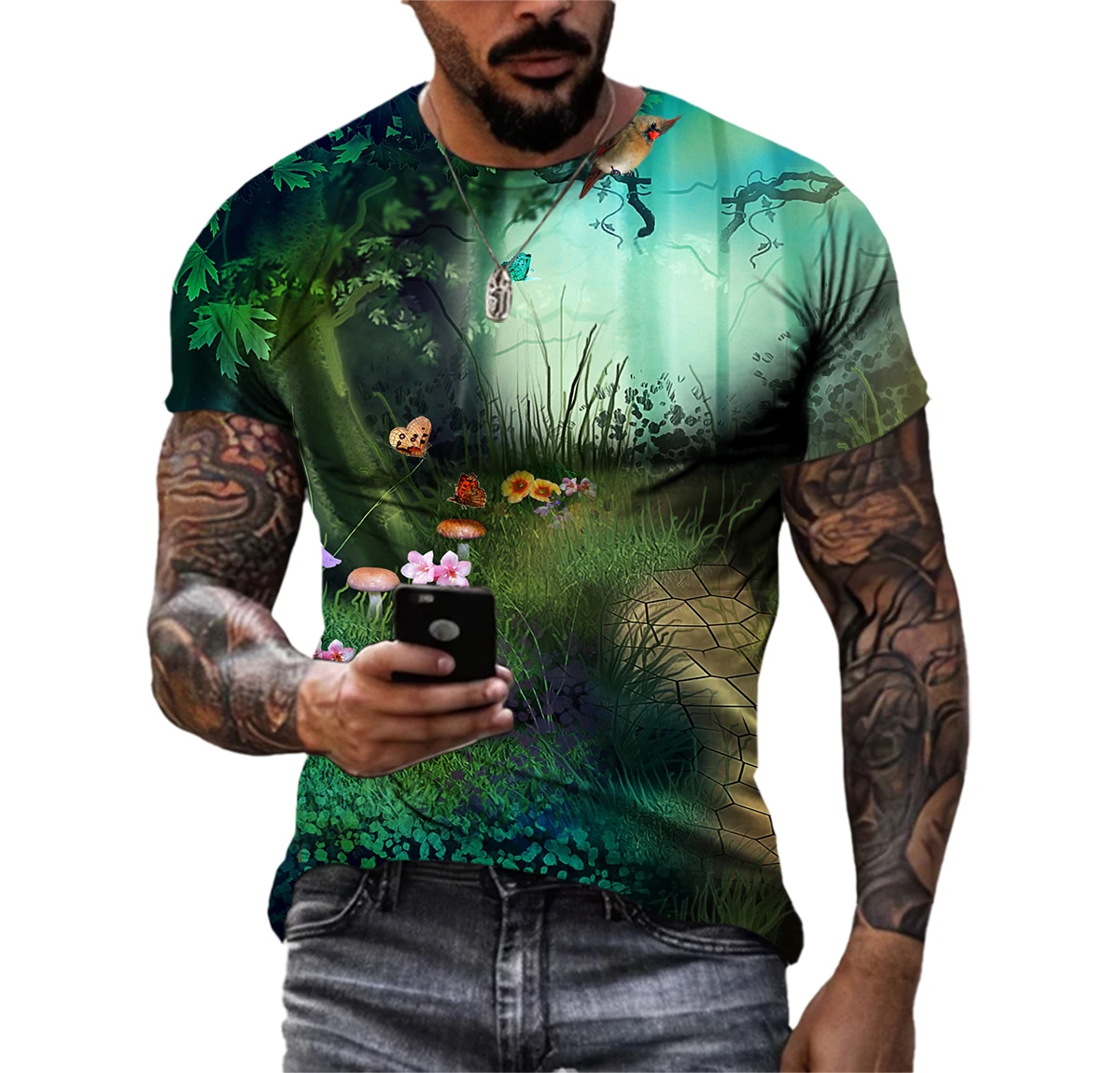 Fairy Tale World Myth Magic Forest Men T-Shirts 3D Print HD Pattern Hip Hop Harajuku Personality Round Neck Tee Short Sleeve Top