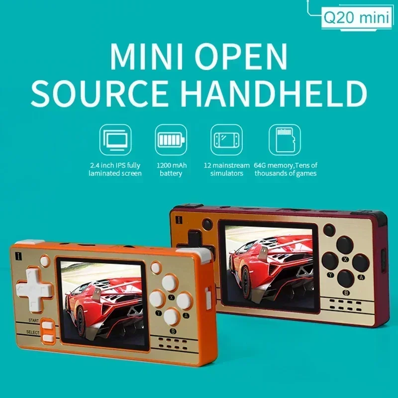 Powkiddy Q20 Mini Game Console Open Source Handheld Consoles 2.4inch OCA Full Fit IPS Screen Game Players For PS/GBA/SFC/NES etc