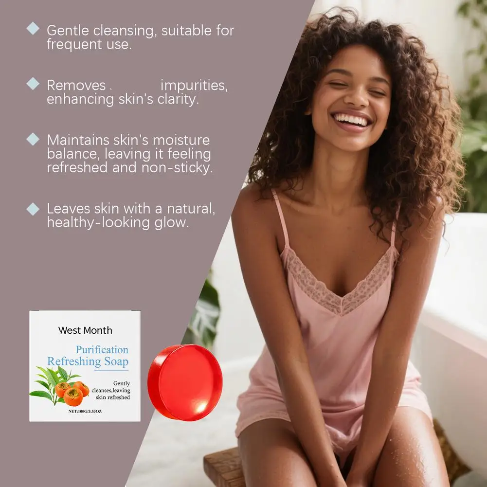 

100g Soothing Skin Soap ,Body Purifying Deodorizing Bar Extracts,Gentle Skin Mild with Soap Types All Tea Green on Natural W4H5