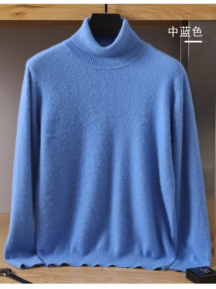 Herren-Pullover aus 100 % reinem Nerz-Samt-Kaschmir mit hohem Revers, gestrickt, für den Winter, neue Oberteile, langärmelige High-End-Pullover – Detail 11