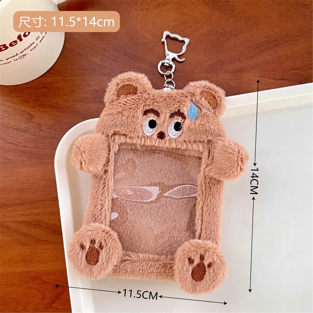 Porte-cartes en peluche pour étudiants, porte-badge animal mignon, décoration de sac de carte de campus, fournitures scolaires, idole K-pop, Ins