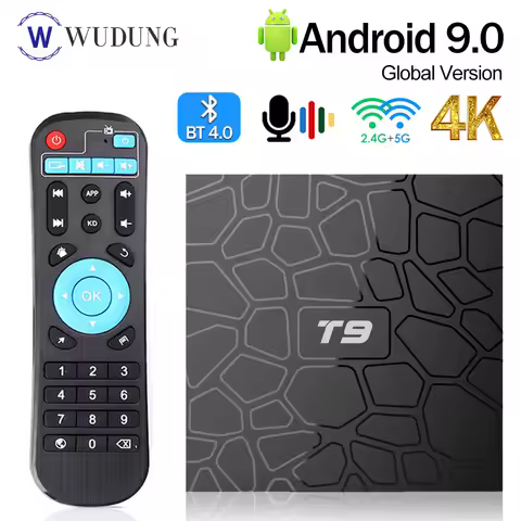 T9 TV Box Android 9.0 4GB RAM 64GB ROM 4K H.265 2.4G&amp;5G Dual WiFi RK3318 Quad Core BT4.0 Smart Set Top Box