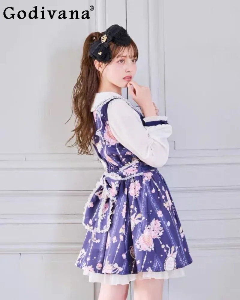 

Spring New Japanese Style Liz Exquisitely Crafted Lolita Puffy Dress Sweet Cute Girl's Mass-Produced Printed Long-Sleeve Dress