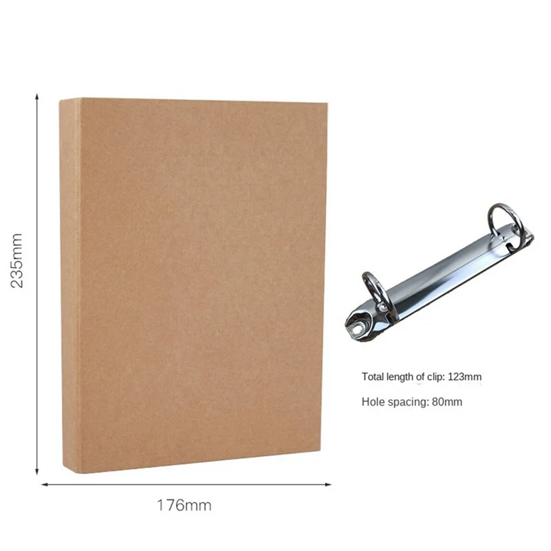 2Pcs A5 Refillable Ring Binder,A5 Kraft Paper Binder Tray with 2 Rings To Add Loose Sheets,A5 Kraft Paper Folders