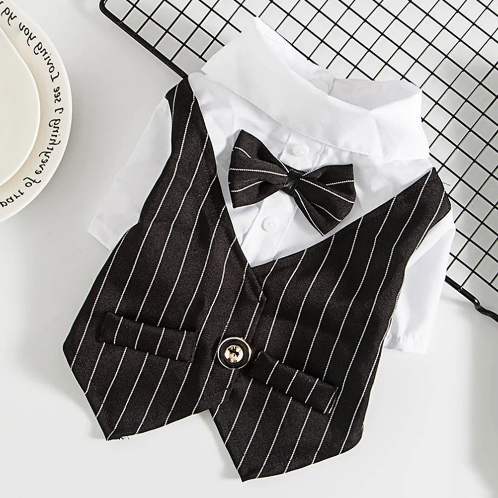 

Dog Suit Costume Gentleman Style Wedding Party Dress Pet Clothes Durable Fast Drying For Birthday Carnival Photo (Black Size L)