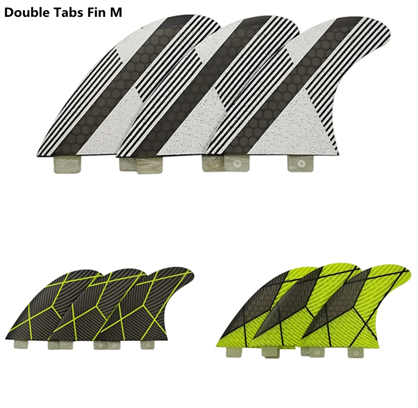 New Products UPSURF FCS Surfing Fins M Size Double Tabs Tri fin set Fiberglass Honeycomb Material tri fins surfboard fins