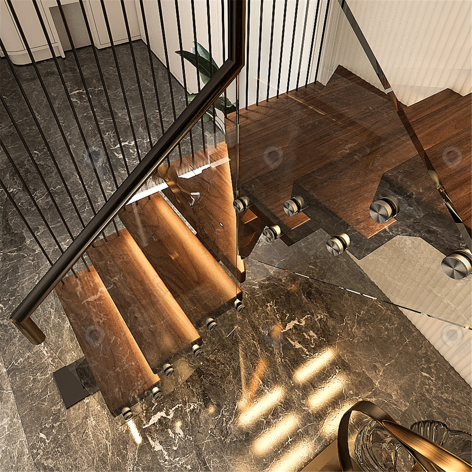 Personalizzazione Scala in legno prefabbricata mono stringer per progetto domestico Scala mono stringer moderna in acciaio dritto in acciaio