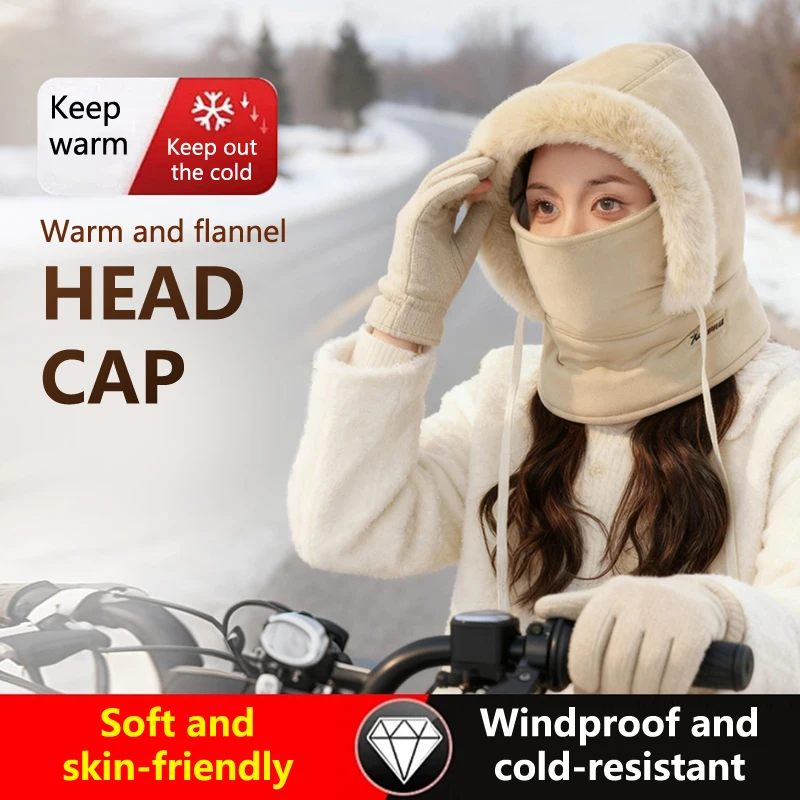 

ODA10-Unisex Winter Thermal Balaclava Scarf Winter Windproof Hood Hat Plush Neck Warmer Ski Face Mask For Outdoor Cycling Neck