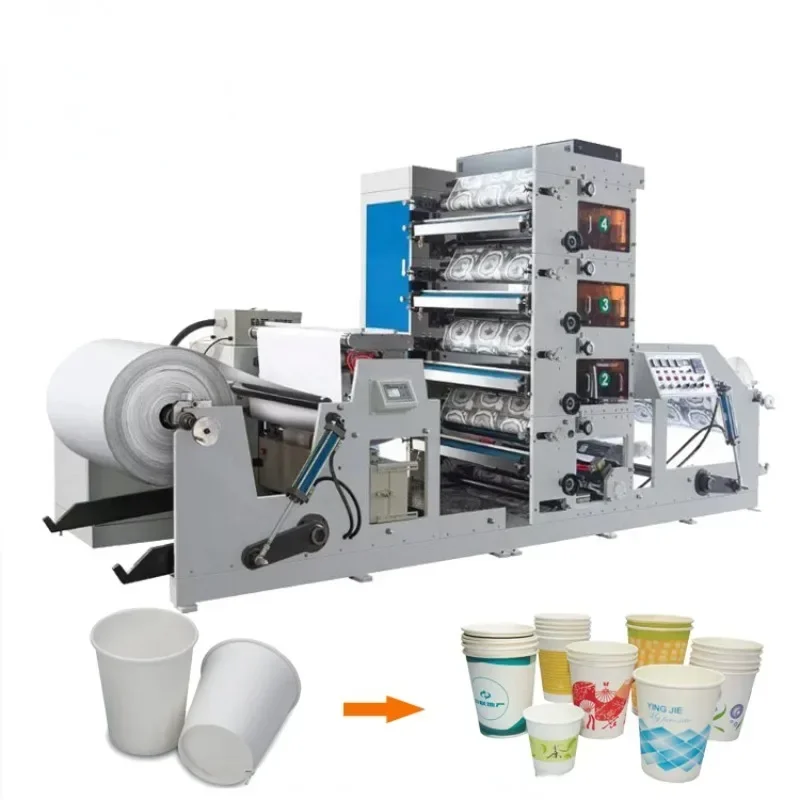 4 To 8 Color Roll To Roll PLC Control Paper Cup Flexo Printing Machine Automic Paper Bowl Flexo Flexographic Printing Machine