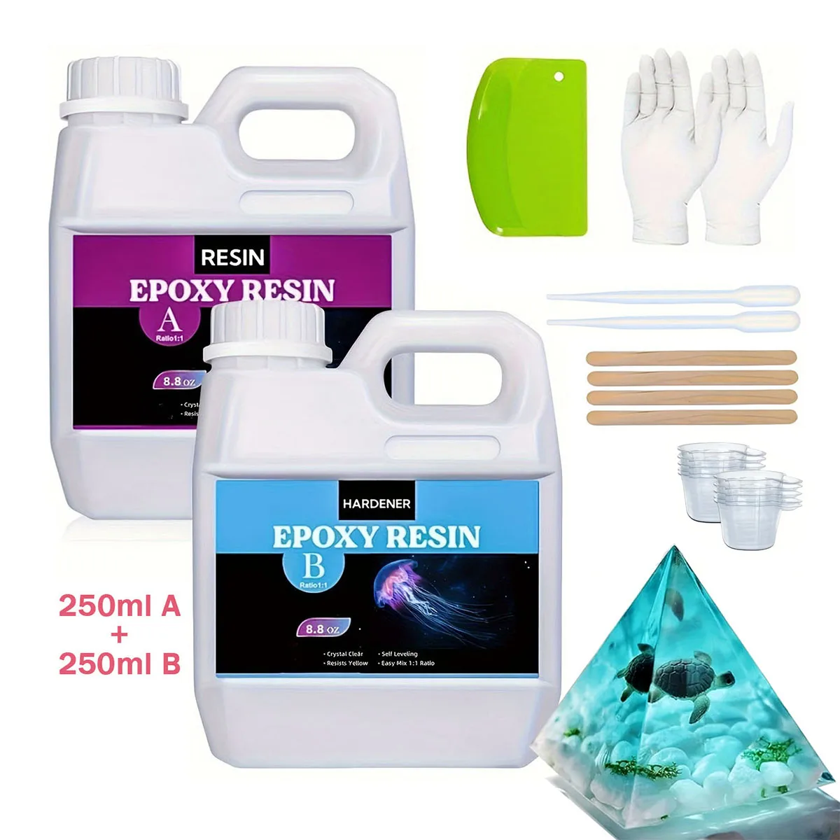 

125 мл/250 мл кристально чистый комплект литья смолы, принадлежности для эпоксидной смолы без пузырьков, прозрачная смола для поделок, стаканов, форм, ювелирных изделий,