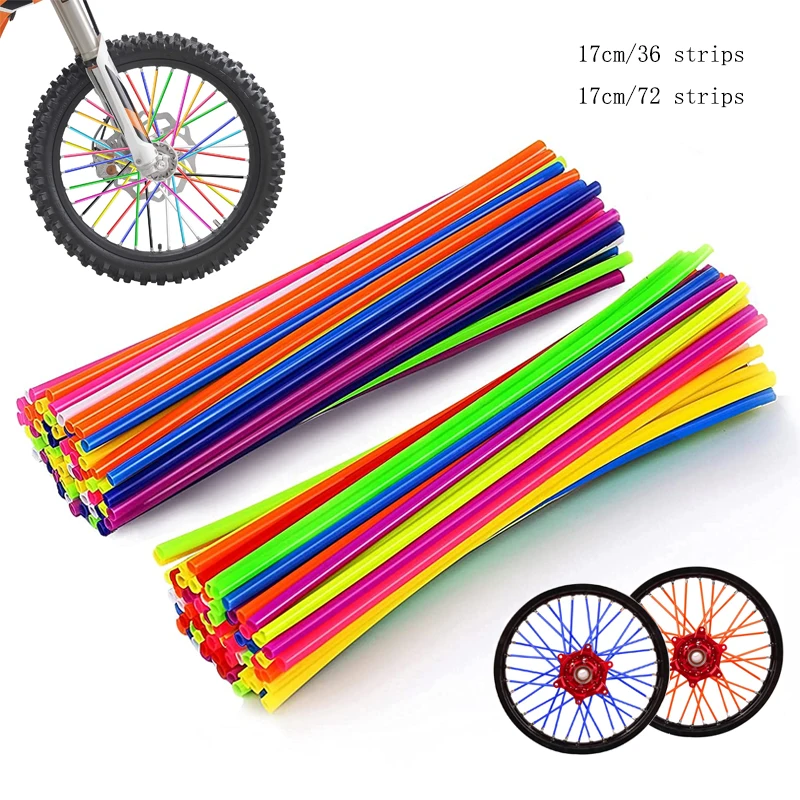 36/72pcs 17cm Universal Motorcycle bicycle Wheel Rim Cover Spoke Skins Wrap Tubes Decor Protector Red Blue Black White Orange