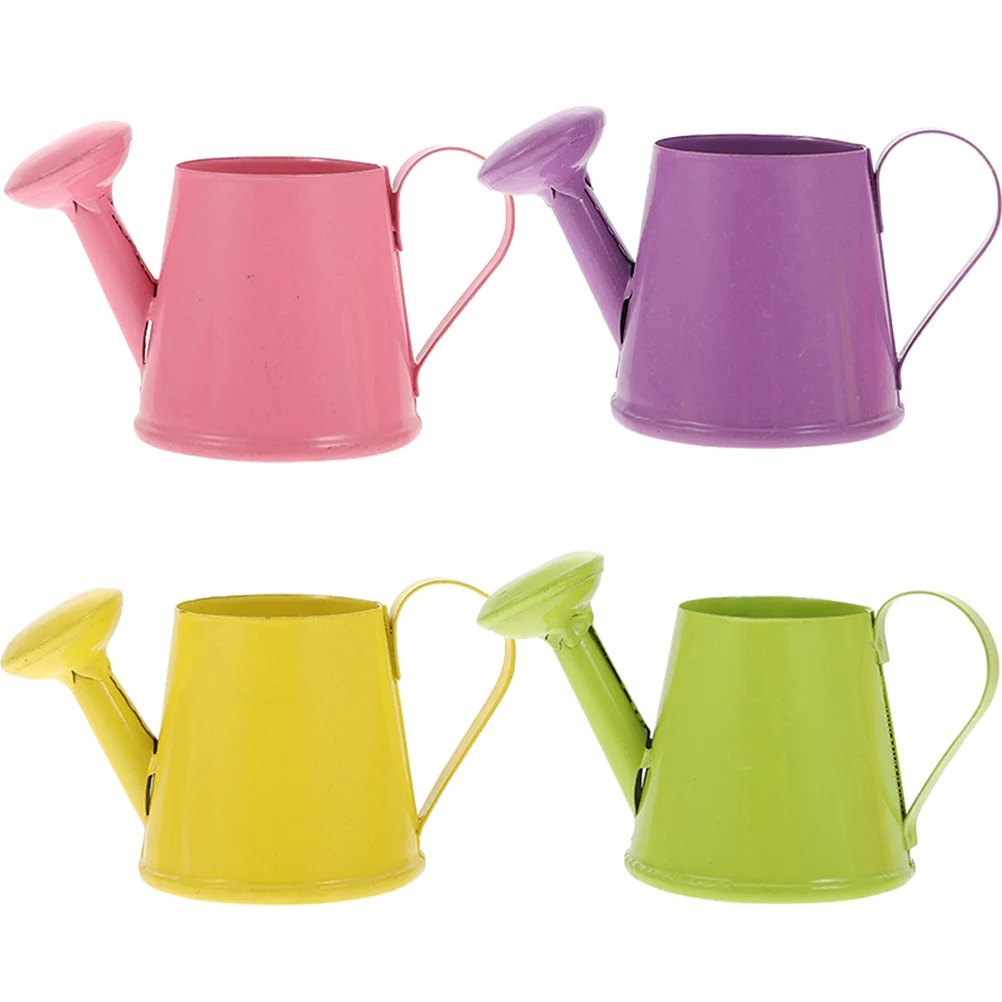 

4 Pcs Mini Watering Can Small Plant Cans Flower Jugs Metal Kettle Toy Room Garden